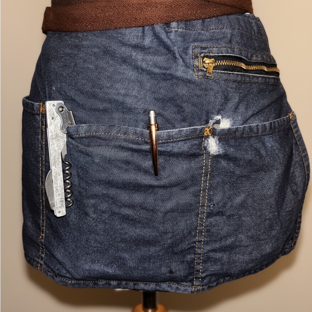 Handmade Denim Utility Waist Apron – Adjustable Tie – Artisan Style